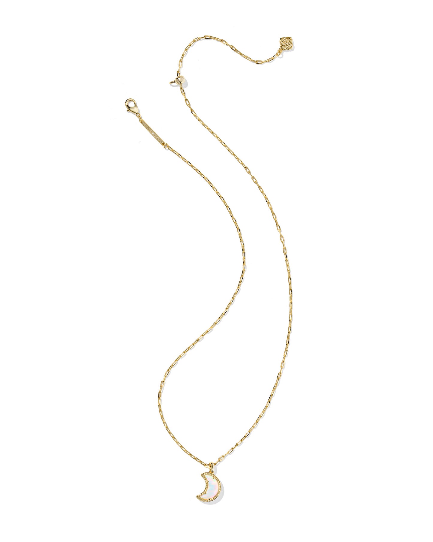 BOUTIQUE KENDRA SCOTT MOON GOLD SHORT PENDANT NECKLACE IN WHITE OPALESCENT RESIN 3