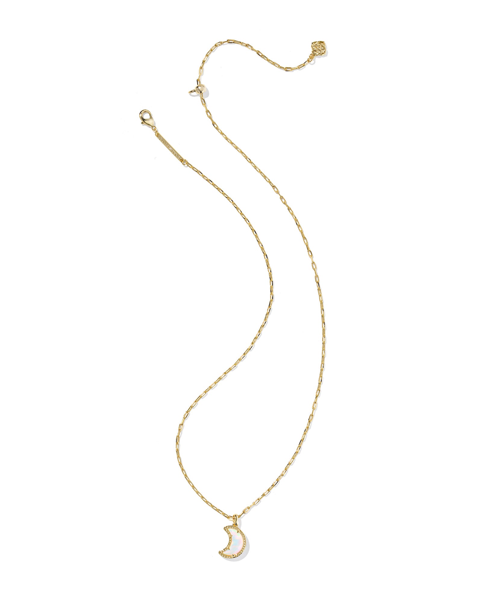 BOUTIQUE KENDRA SCOTT MOON GOLD SHORT PENDANT NECKLACE IN WHITE OPALESCENT RESIN 3