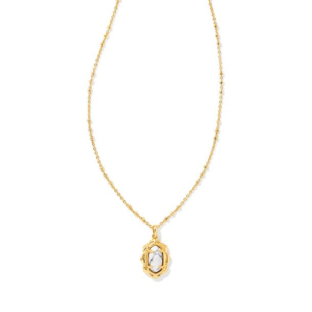 BOUTIQUE KENDRA SCOTT PIPER GOLD PENDANT NECKLACE IN WHITE HOWLITE