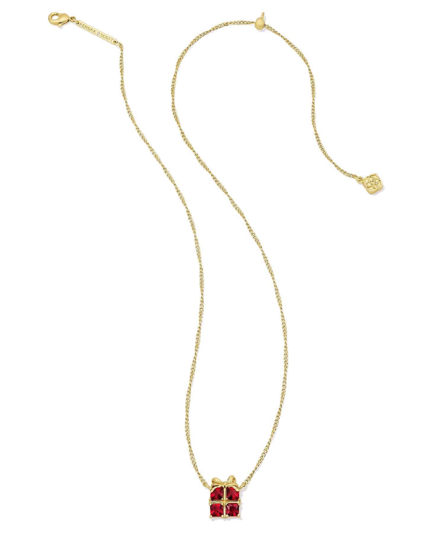 BOUTIQUE KENDRA SCOTT PRESENT GOLD SHORT PENDANT NECKLACE IN RED CRYSTAL 2