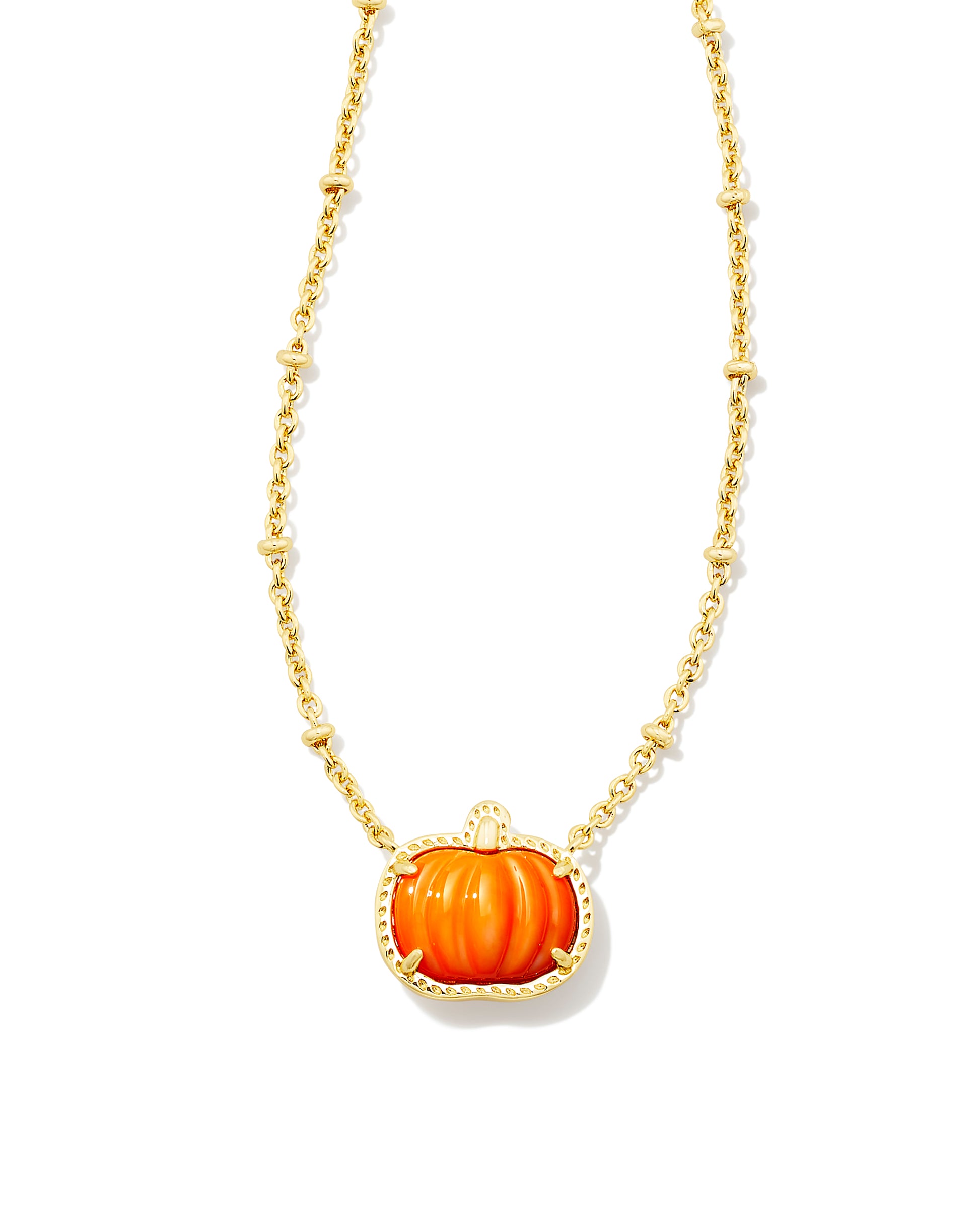 BOUTIQUE KENDRA SCOTT PUMKIN GOLD SHORT PENDANT NECKLACE ORANGE MOTHER OF PEARL