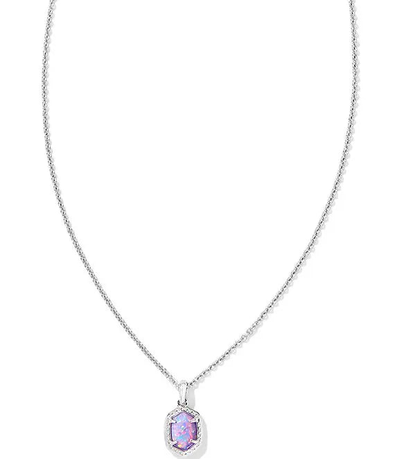 BOUTIQUE KENDRA SCOTT SILVER DAPHNE FRAMED SHORT PENDANT NECKLACE LILAC OPAL