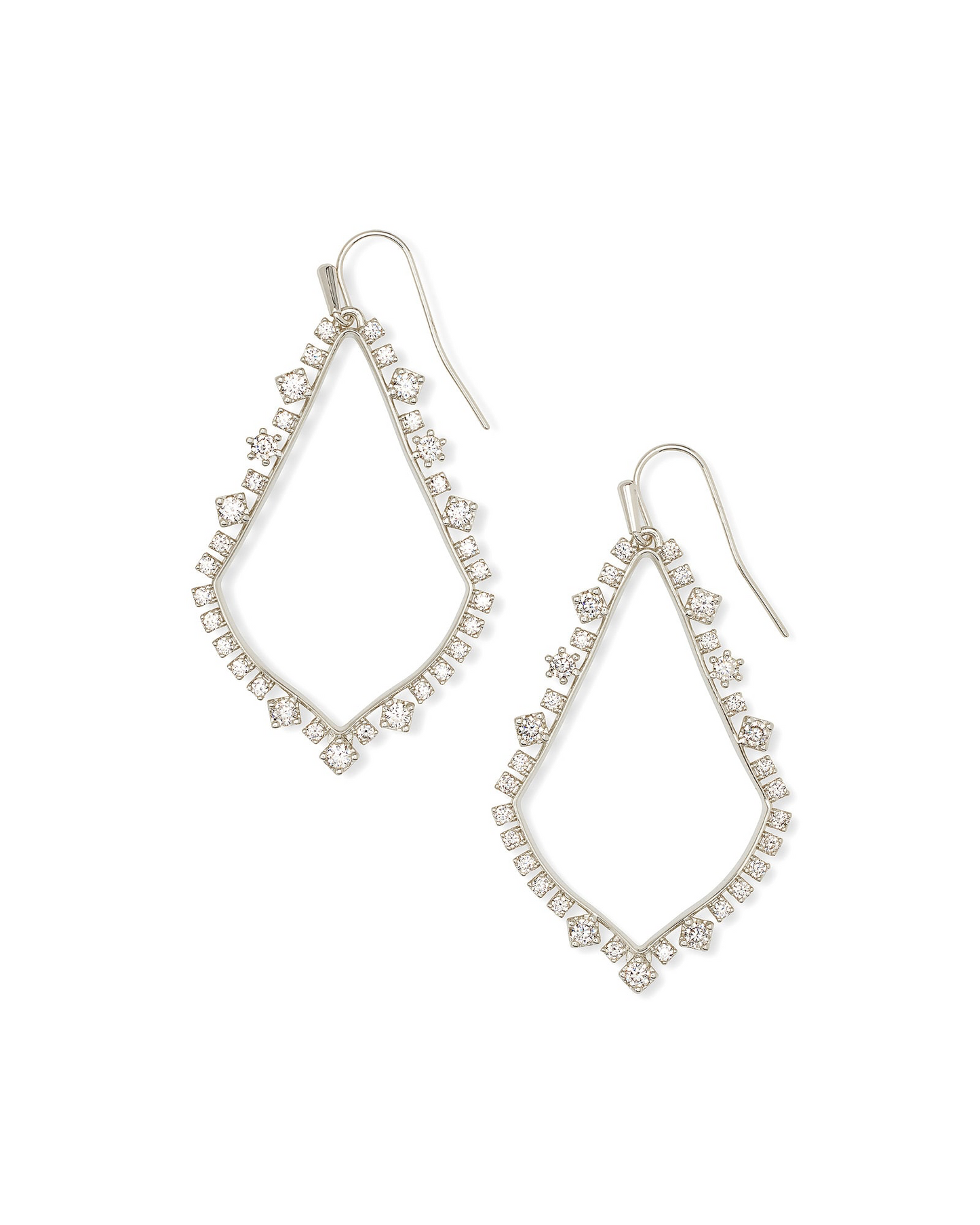 BOUTIQUE KENDRA SCOTT SILVER SOPHEE CRYSTAL DROP EARRINGS WHITE CRYSTAL