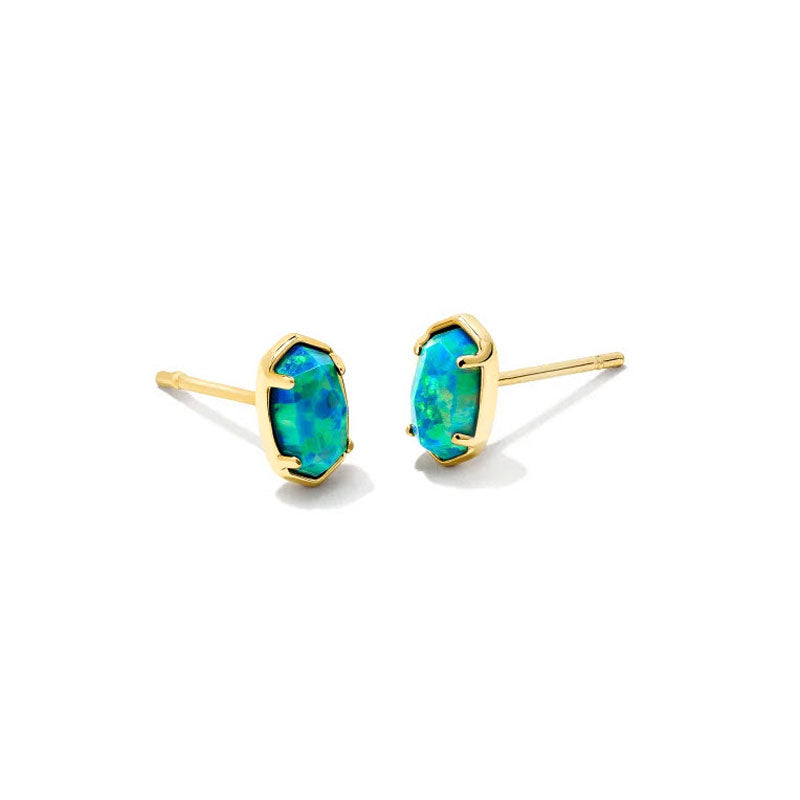 BOUTIQUE KENDRA SCOTT your EMILIE GOLD STUD EARRINGS MARINE KYOCERA OPAL