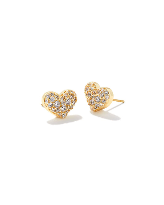 BOUTIQUE KENDR SCOTT ARI GOLD PAVE CRYSTAL HEART EARRINGS