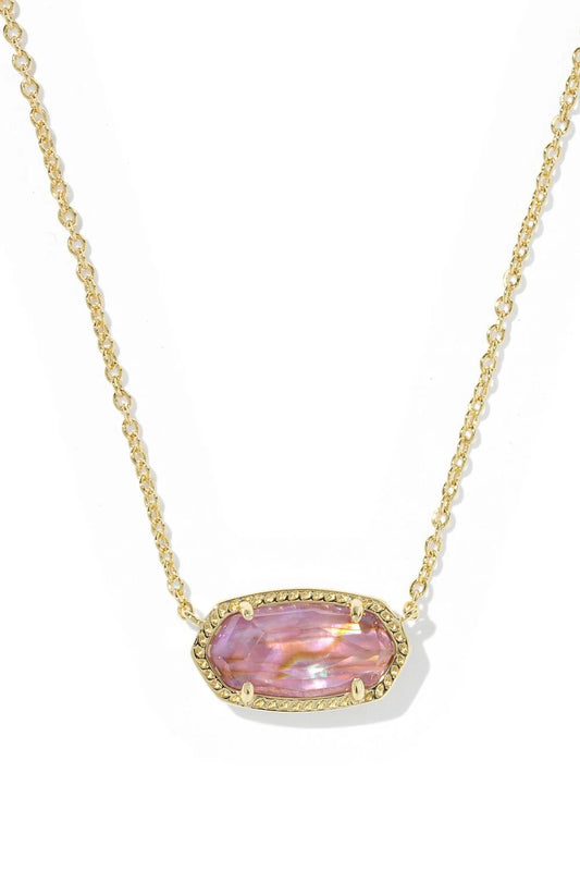 BRITIQUE BOUTIQUE KENDRA SCOTT ELISA PENDANT NECKLACE IN GOLD LIGHT MAUVE PINK