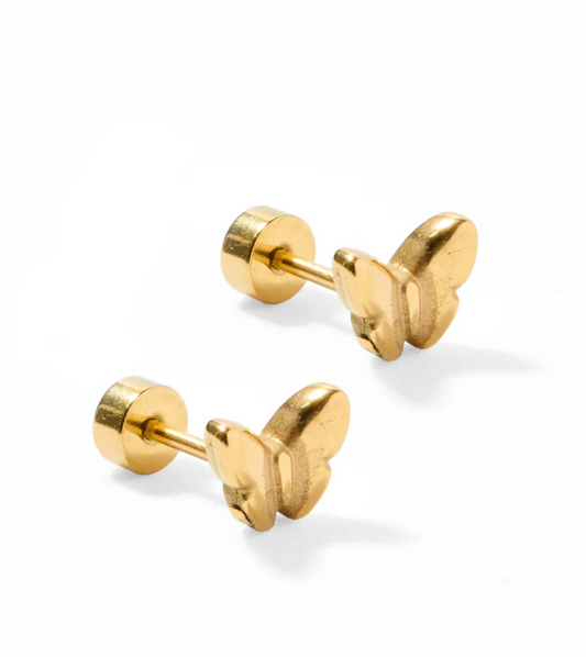 BOUTIQUE LINNY CO GOLD SCREWBACK STUD EARRINGS BELLA BUTTERFLY 3