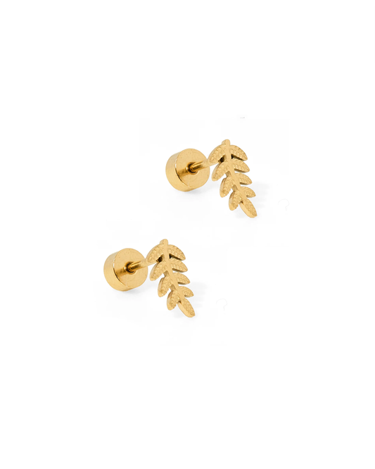 BOUTIQUE LINNY CO GOLD SCREWBACK STUD EARRINGS SLYVIE FRONT