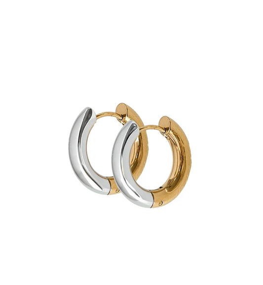 BOUTIQUE LINNY CO HUGGIE EARRINGS - SCARLETT HOOP TWO-TONE 12MM