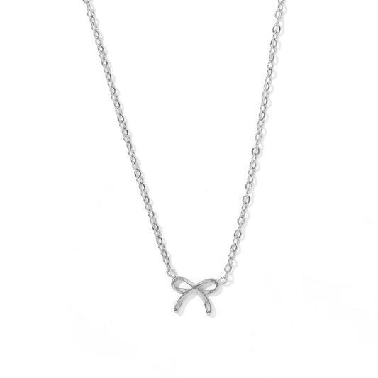 BOUTIQUE LINNY CO SADIE BOW SILVER BOW NECKLACE