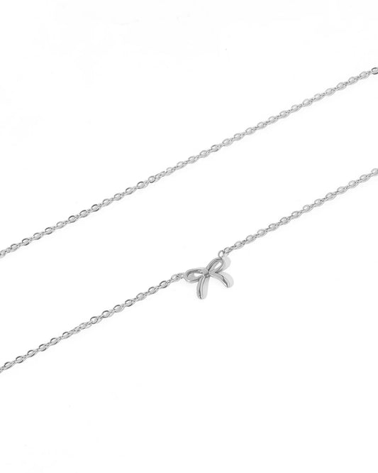 BOUTIQUE LINNY CO SADIE BOW SILVER BOW NECKLACE 2