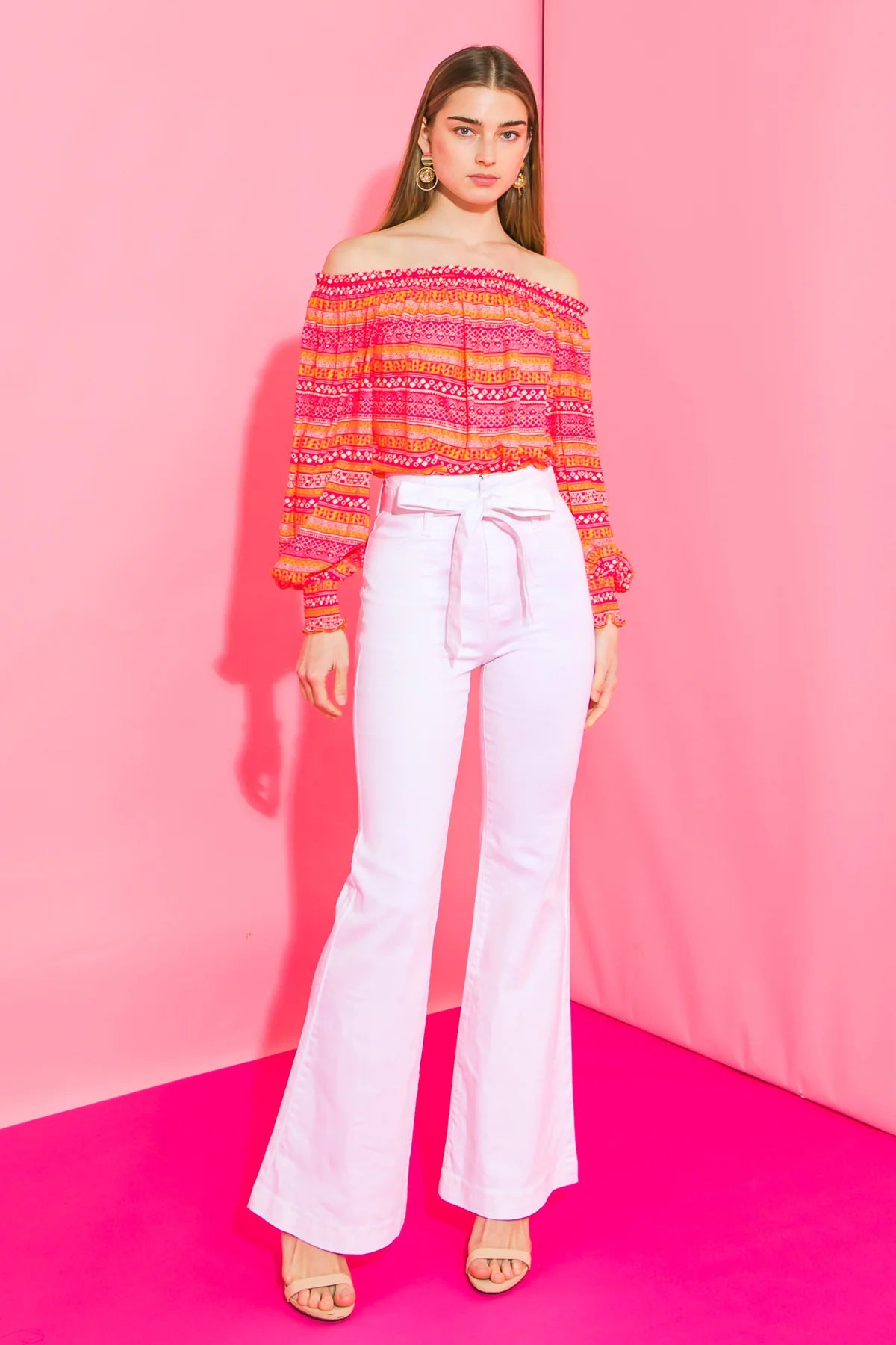BOUTIQUE MY ONLY FAVORITE THING IS FLARE JEANS WHITE FRONT 2