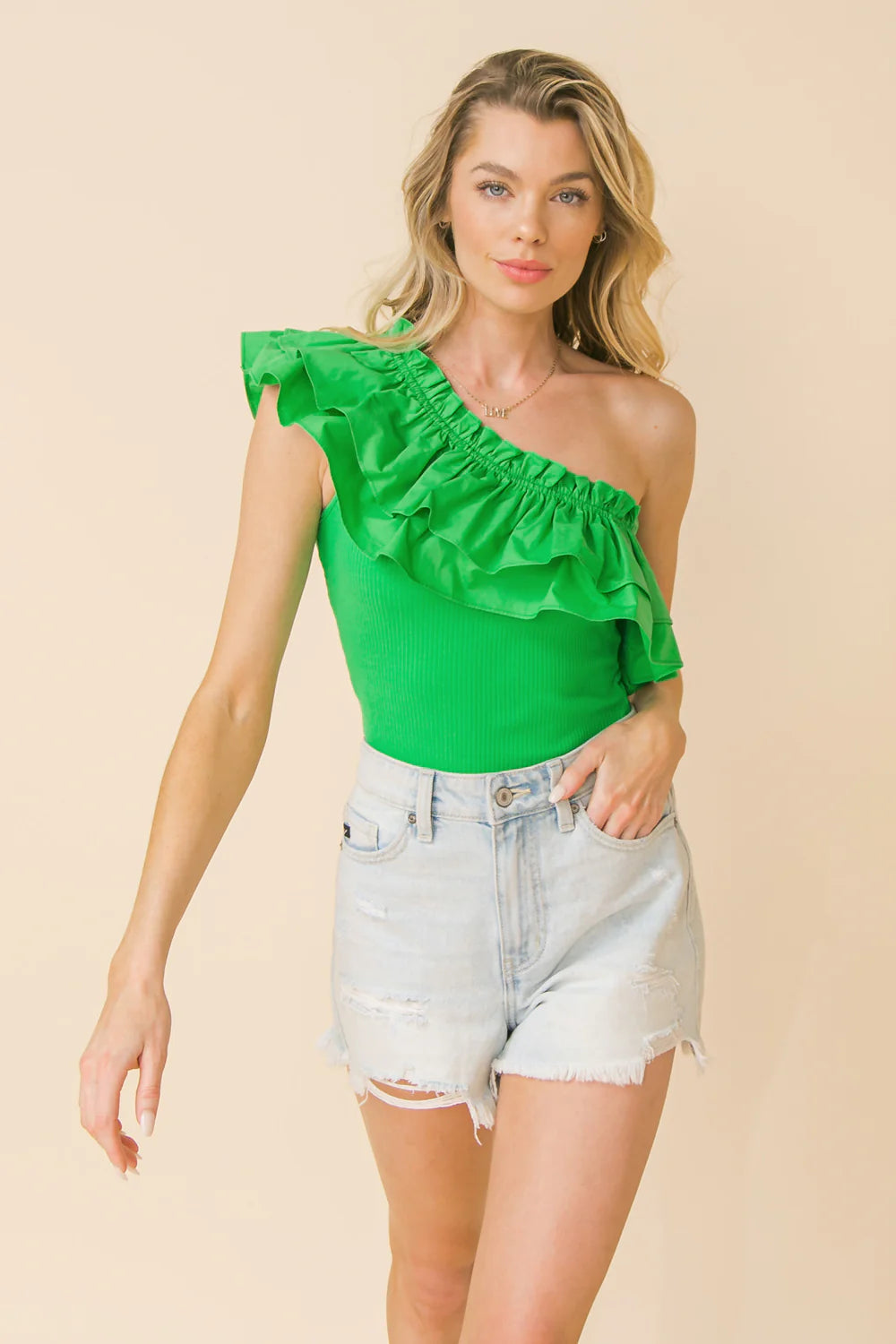 BOUTIQUE PERFECT VOYAGE BODYSUIT GREEN FRONT 2
