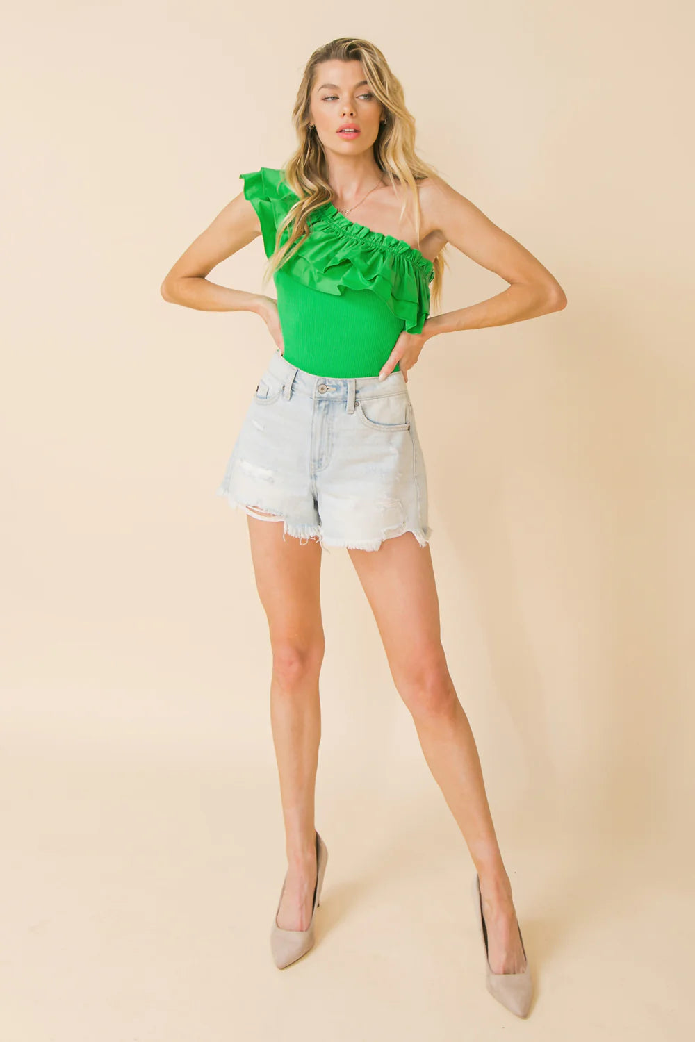 BOUTIQUE PERFECT VOYAGE BODYSUIT GREEN FRONT 3