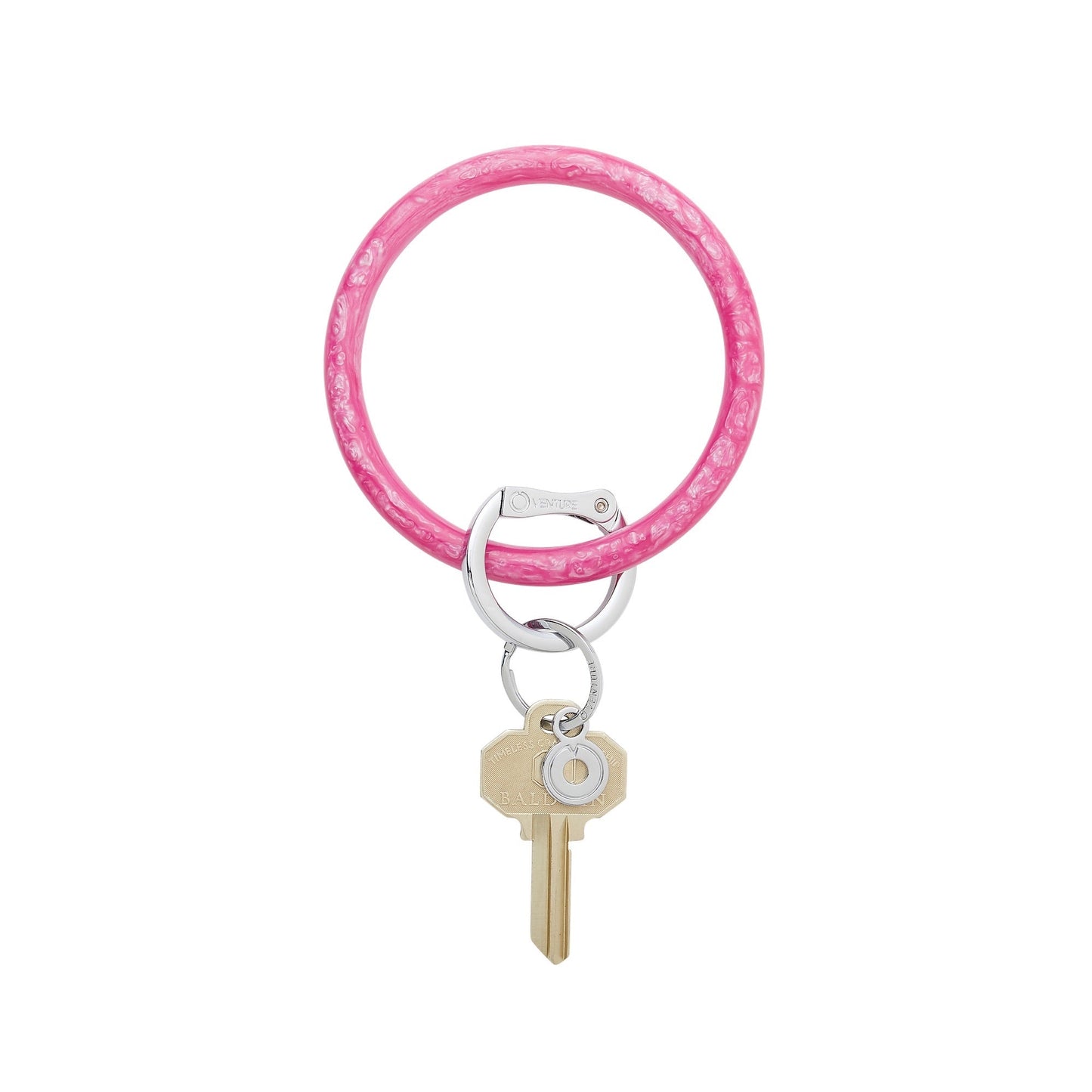 BOUTIQUE RESIN BIG O KEY RING PINK TOPAZ