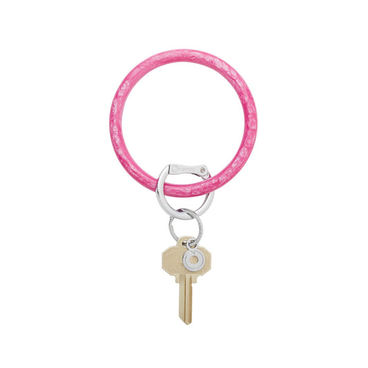 BOUTIQUE RESIN BIG O KEY RING PINK TOPAZ