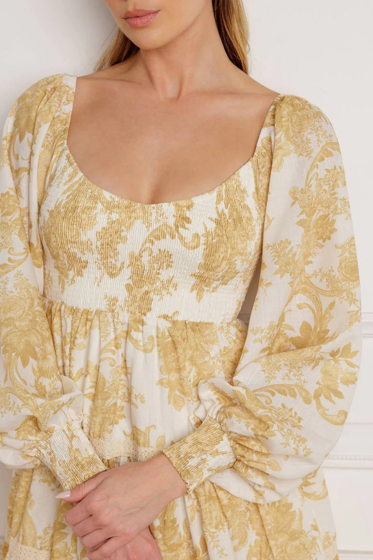 BOUTIQUE RIGHT THIS WAY WOVEN MINI DRESS OFF WHITE YELLOW FRONT 3