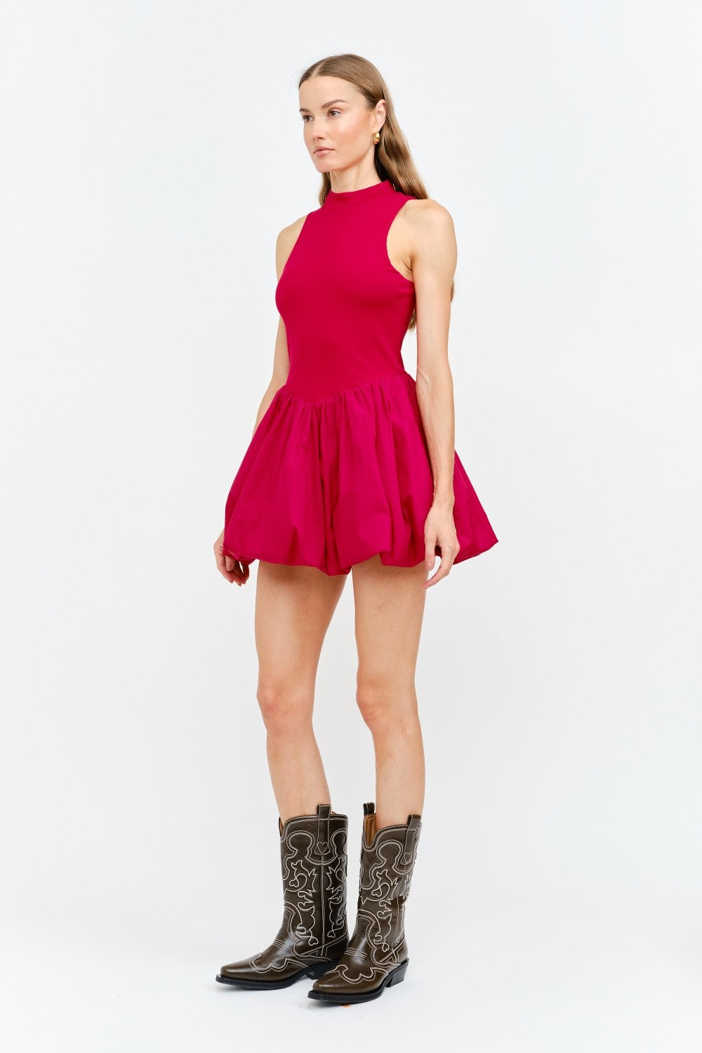 BOUTIQUE RITA MINI DRESS CRIMSON RED FRONT 2