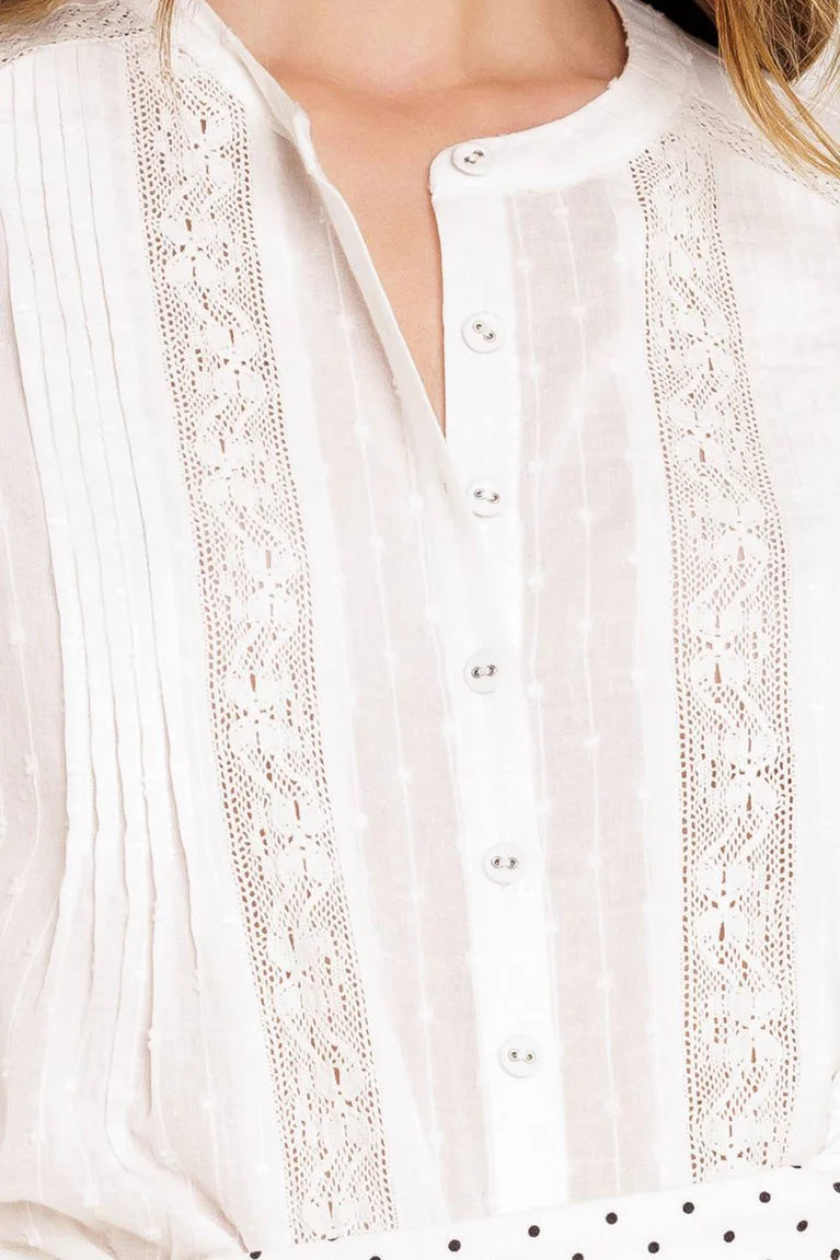 BOUTIQUE SALT BREEZE WOVEN TOP WHITE FRONT 4