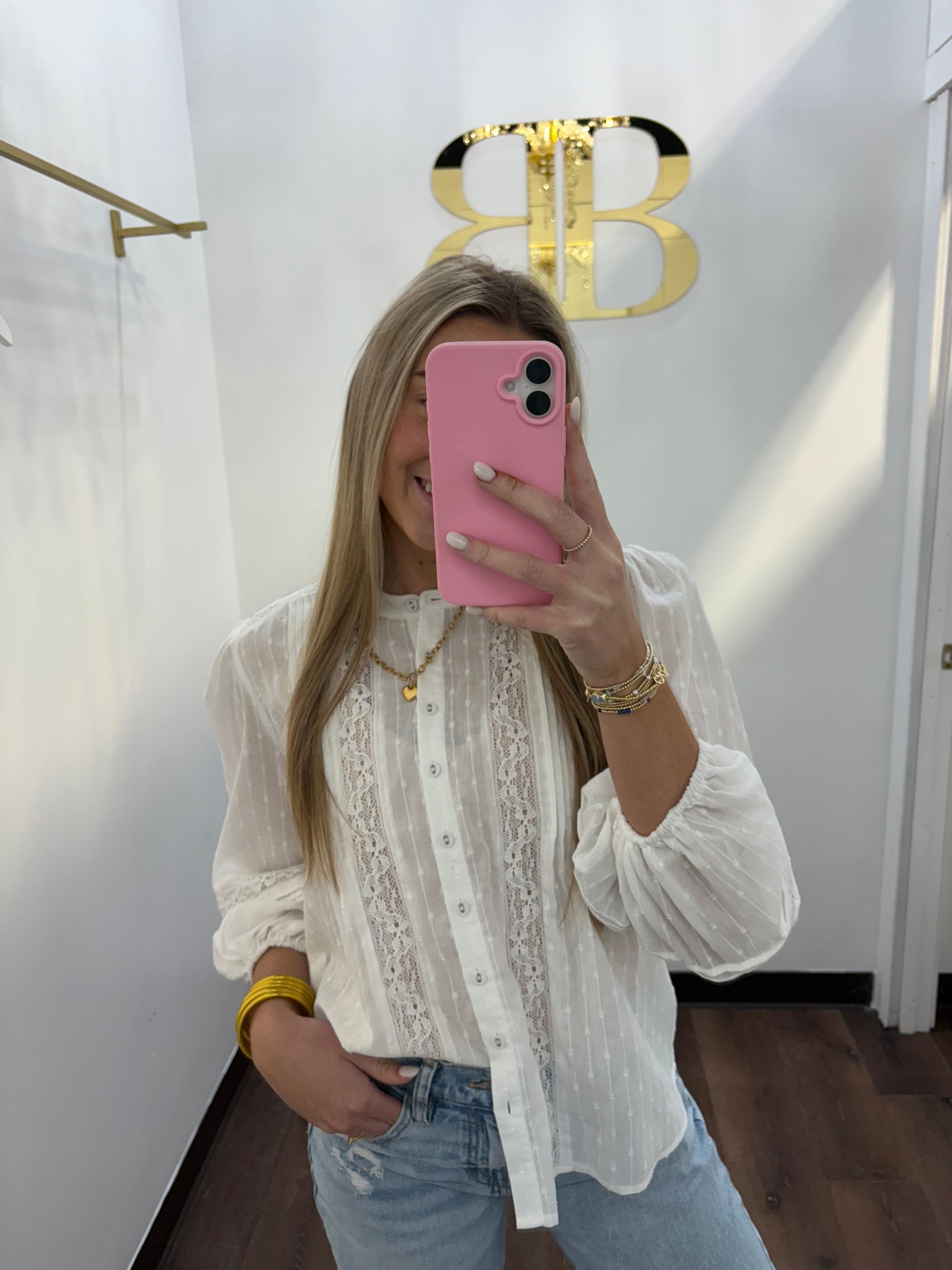 BOUTIQUE SALT BREEZE WOVEN TOP WHITE FRONT 5