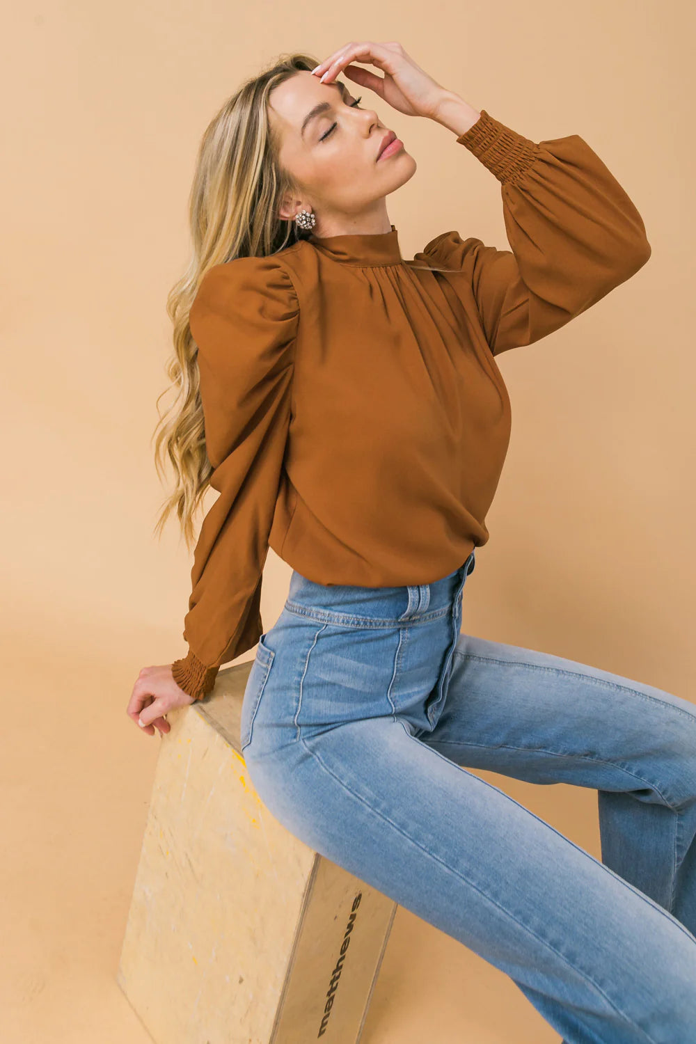 BOUTIQUE SET YOURSELF FREE BLOUSE RUST SIDE