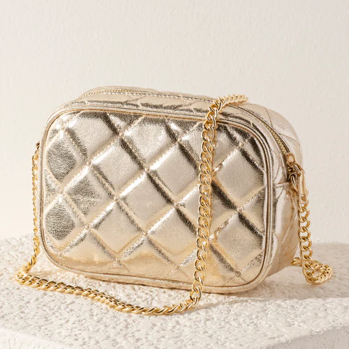 BOUTIQUE SHIRALEAH MADEMOISELLE CAMERA BAG GOLD FRONT 2