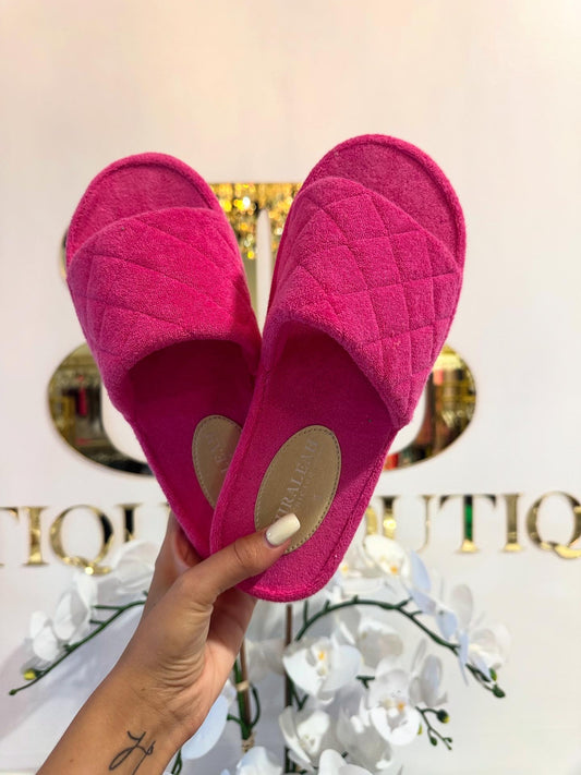 BOUTIQUE SHIRALEAH SOL TERRY CLOTH POOL SLIDES FUCHSIA PINK