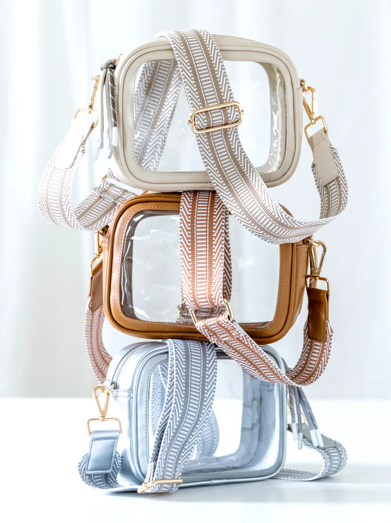 BOUTIQUE SHIRALEAH SPECTATOR CLEAR CROSSBODY PURSE
