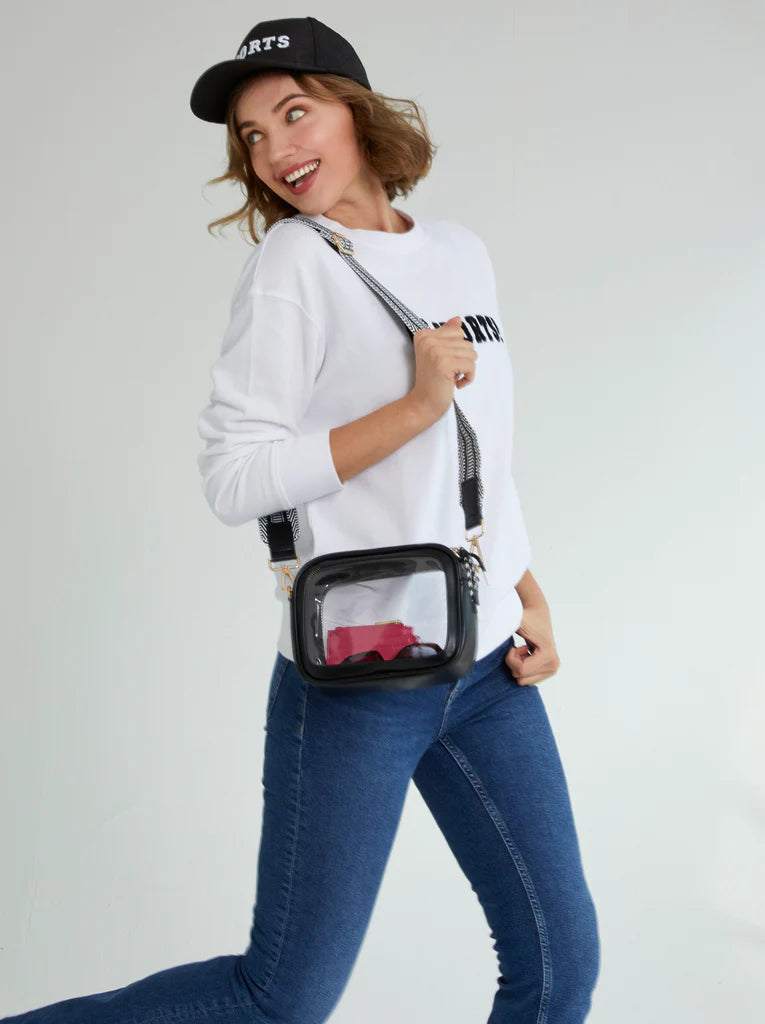 BOUTIQUE SHIRALEAH SPECTATOR CLEAR CROSSBODY PURSE BLACK 3