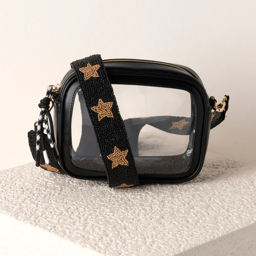 BOUTIQUE SHIRALEAH STARS PATTERN BEADED BAG STRAP BLACK 3
