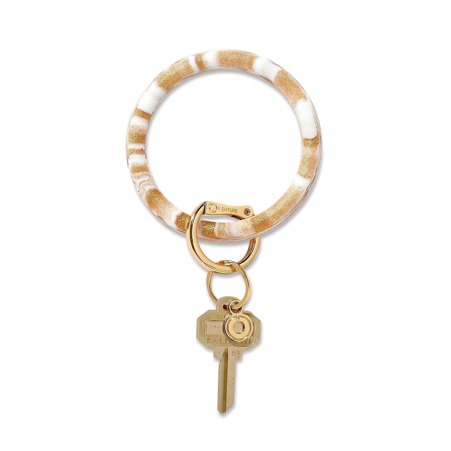 BOUTIQUE SILICONE BIG O KEY RING GOLD RUSH MARBLE