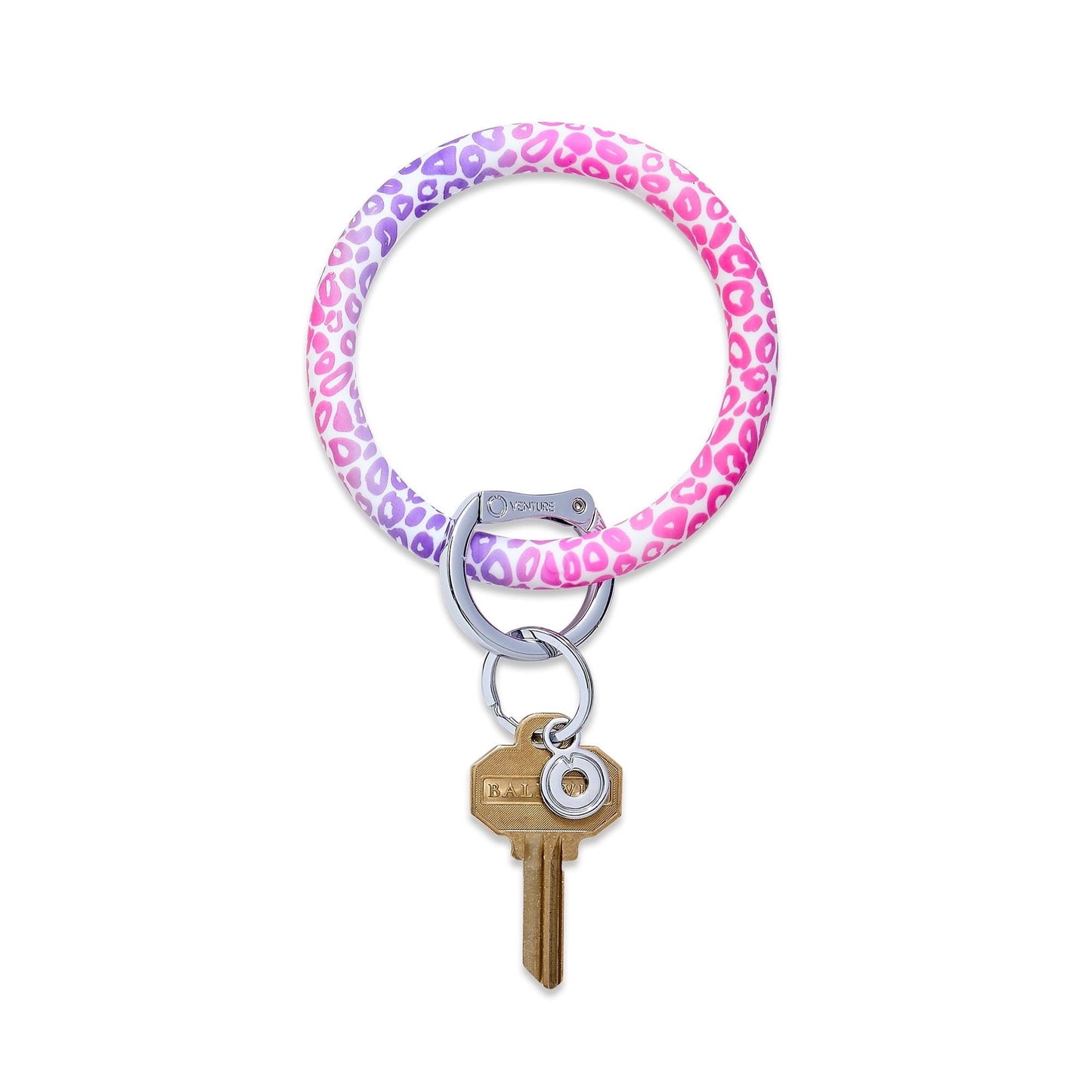 BOUTIQUE SILICONE BIG O KEY RING PINK CHEETAH