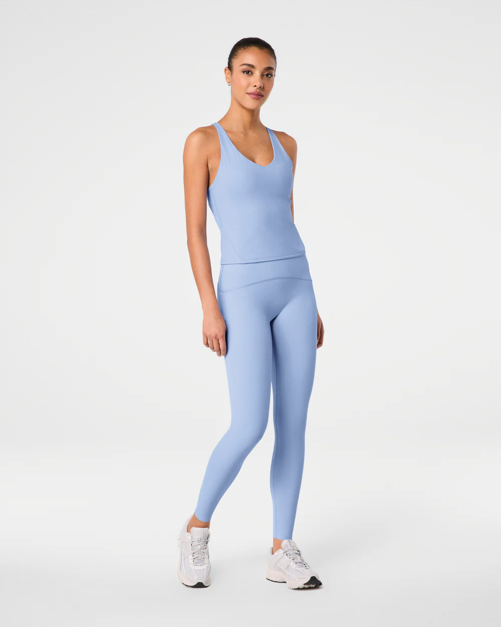BOUTIQUE SPANXSHAPE BOOTY BOOST 7/8 LEGGINGS HYDRANGEA BLUE FRONT 2