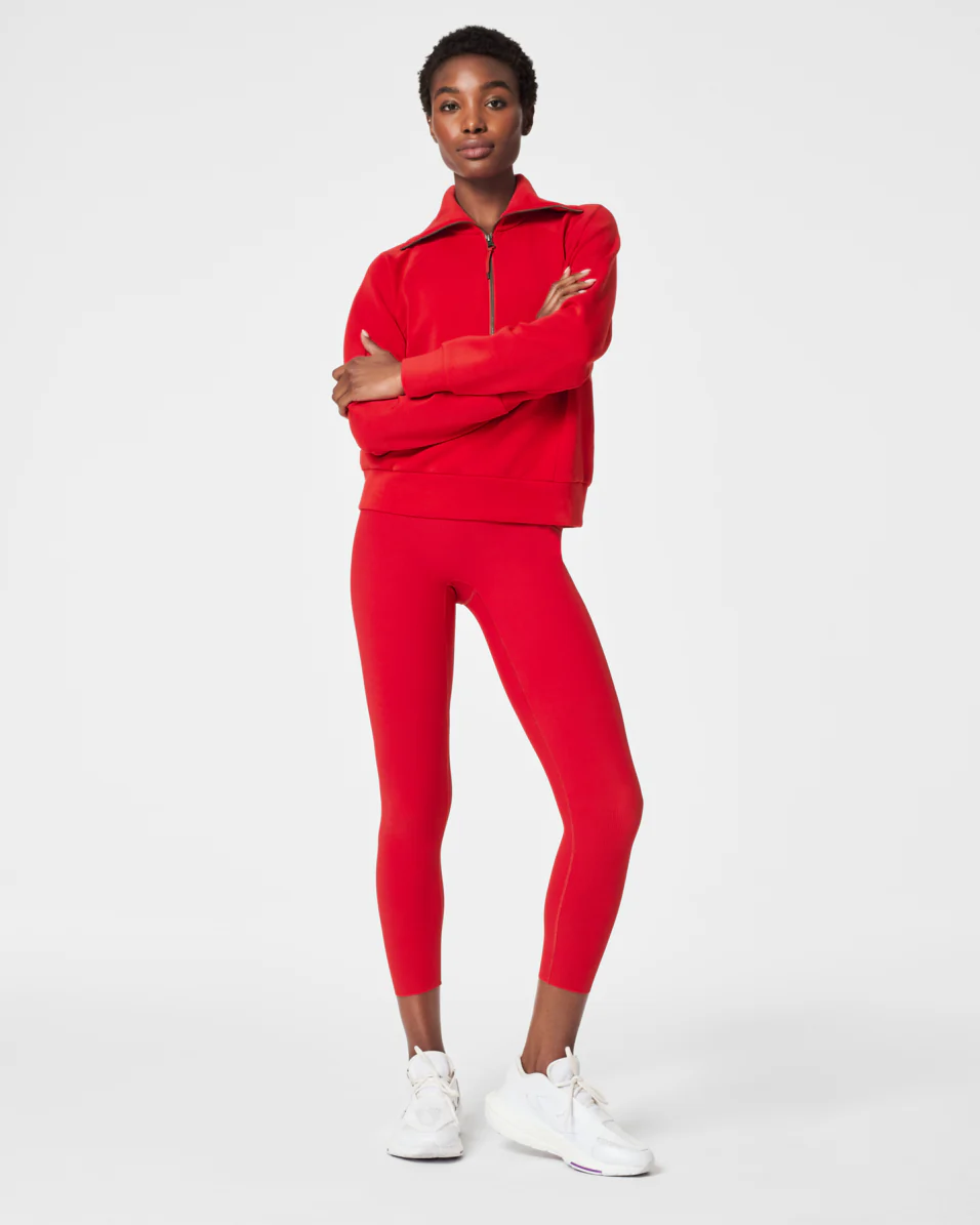 BOUTIQUE SPANX AIRESSENTAILS HALF ZIP SPANX RED FRONT 2
