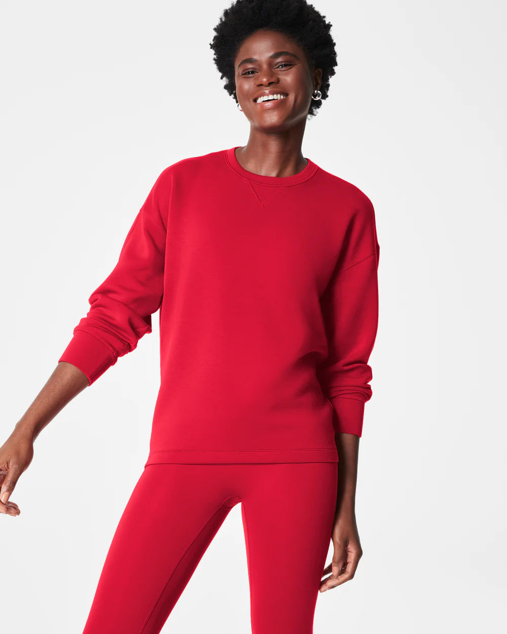 BOUTIQUE SPANX AIRESSENTIALS CREWNECK SPANX RED FRONT 2