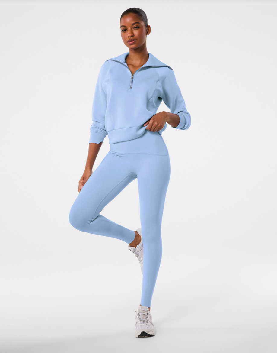 BOUTIQUE SPANX AIRESSENTIALS HALF ZIP FRONT 3 HYDRANGEA