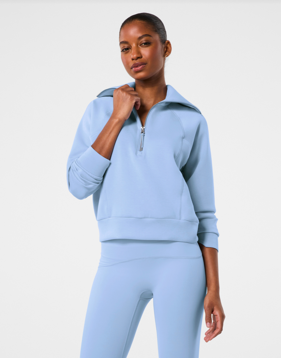 BOUTIQUE SPANX AIRESSENTIALS HALF ZIP FRONT 4 HYDRANGEA