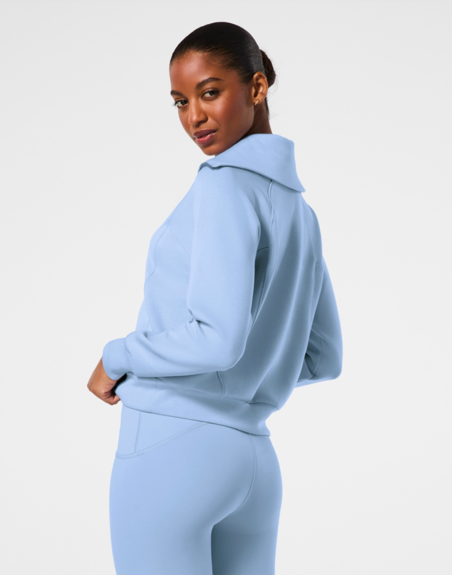 BOUTIQUE SPANX AIRESSENTIALS HALF ZIP SIDE HYDRANGEA