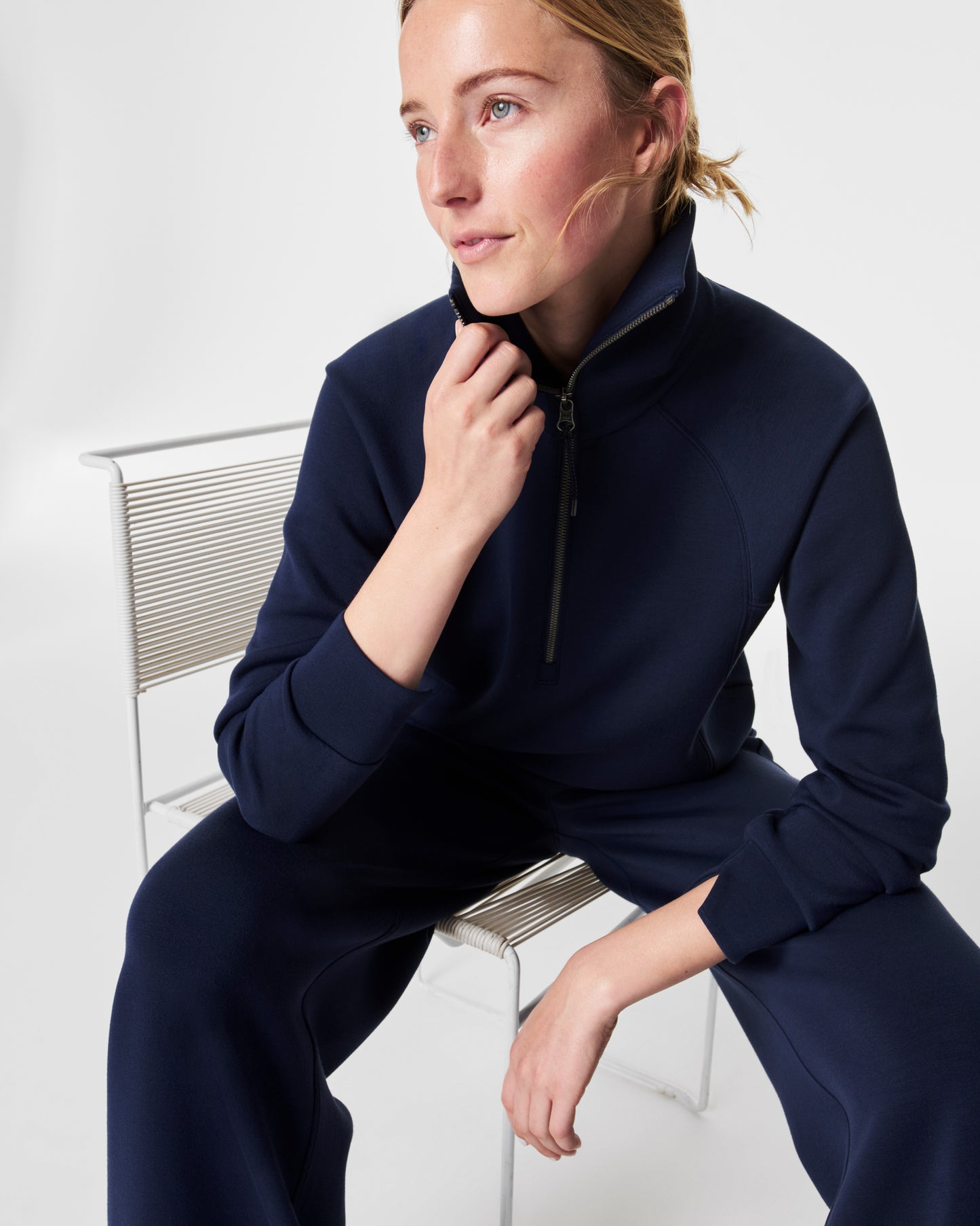 BOUTIQUE SPANX® AIRESSENTIALS HALF ZIP TIMELESS NAVY FRONT