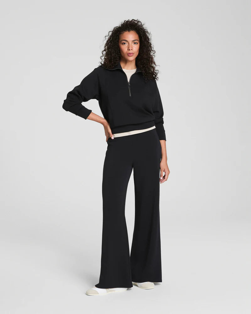 BOUTIQUE SPANX AIRESSENTIALS WIDE LEG PANT BLACK PETITE FRONT 2