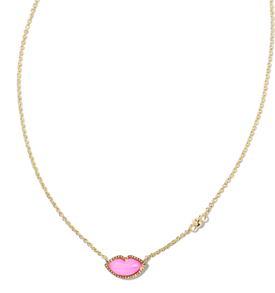 KENDRA SCOTT Lips Pendant Necklace in Hot Pink Mother-of-Pearl