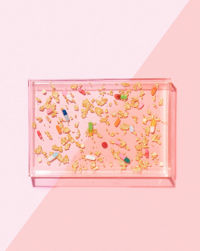 BOUTIQUE TART BY TAYLOR SMALL ACRYLIC TRAY PILLS + GOLD 4