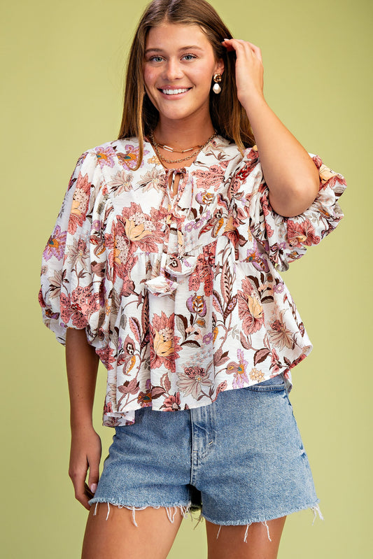 BOUTIQUE WILDFLOWER WHIM TOP MAUVE MIX FRONT