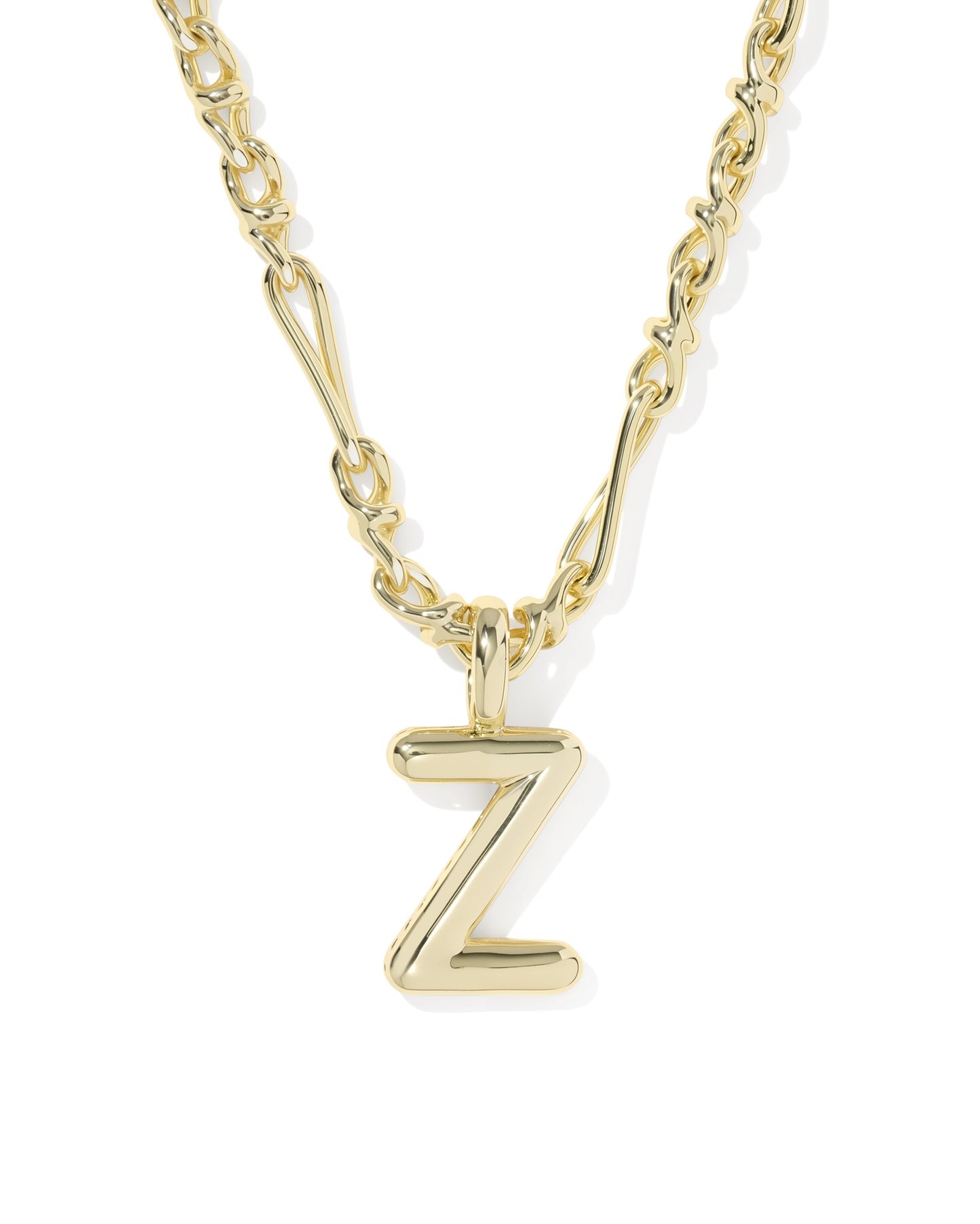 Gold necklace with a 'Z' pendant on a white background