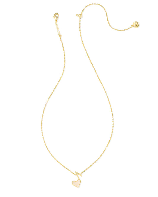 DOLLY PARTON X KENDRA SCOTT Gold Ari Heart Music Note Short Pendant Necklace in Iridescent Drusy