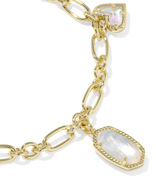 Kendra scott gold ICON CHARM BRACELET GOLD NEUTRAL MIX on white background