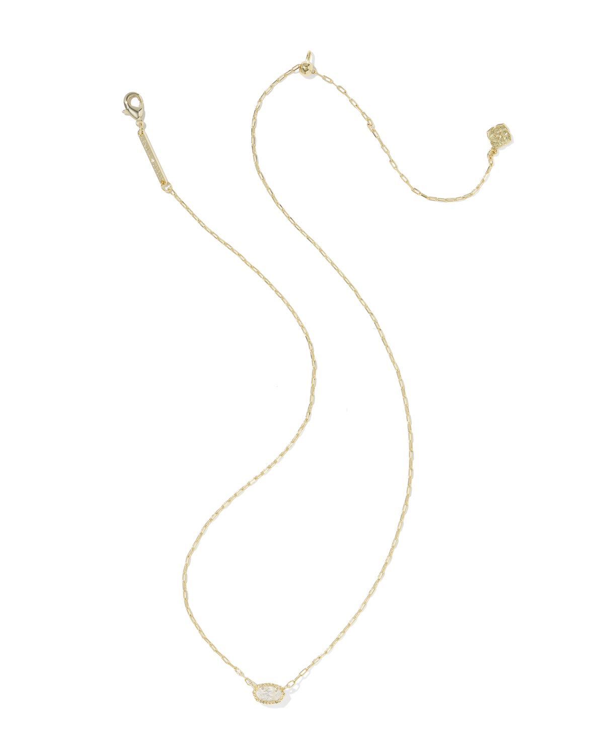 KENDRA SCOTT Mini Elisa Luxe Gold Short Pendant Necklace in White Cz