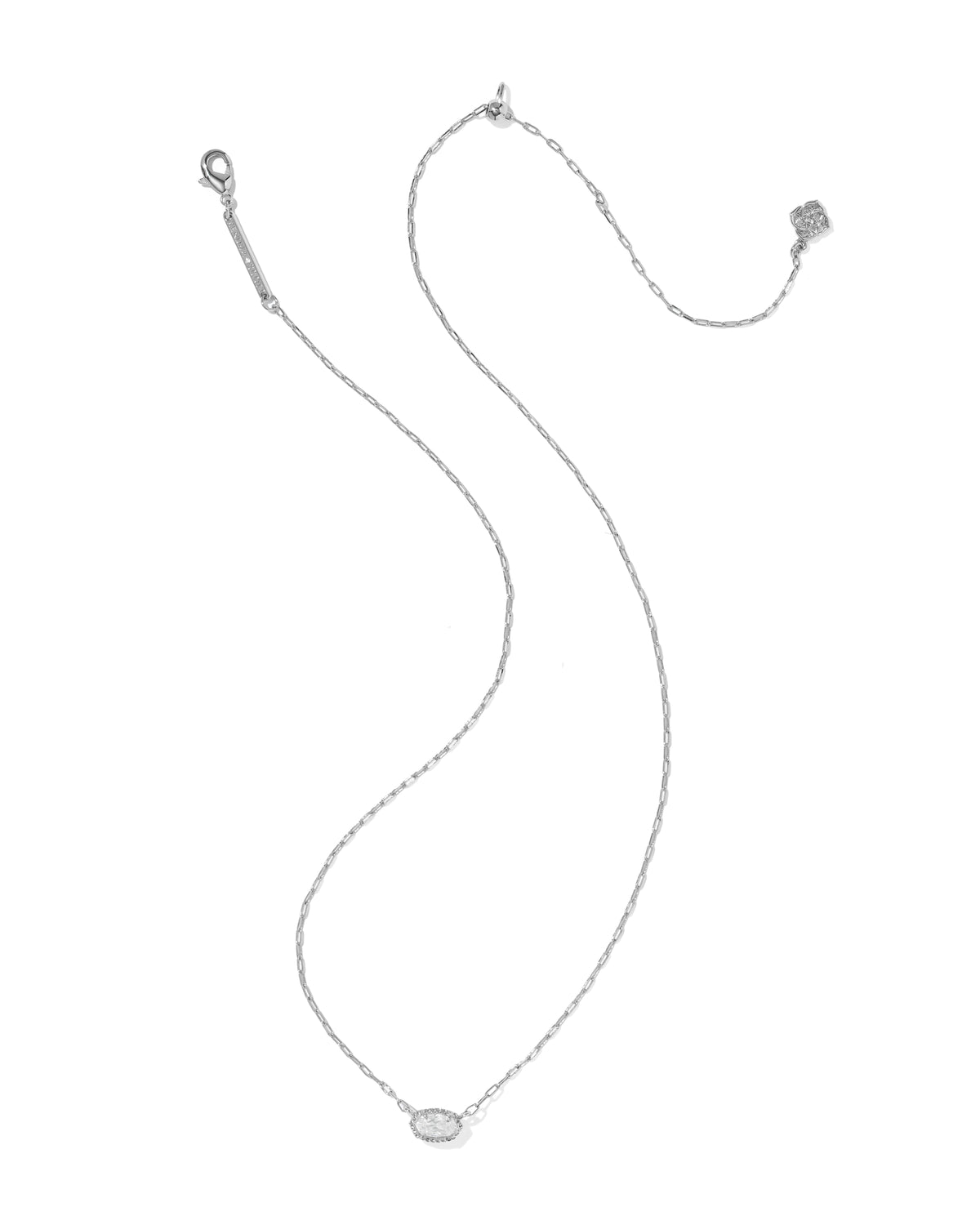 KENDRA SCOTT Mini Elisa Luxe Silver Short Pendant Necklace in White Cz