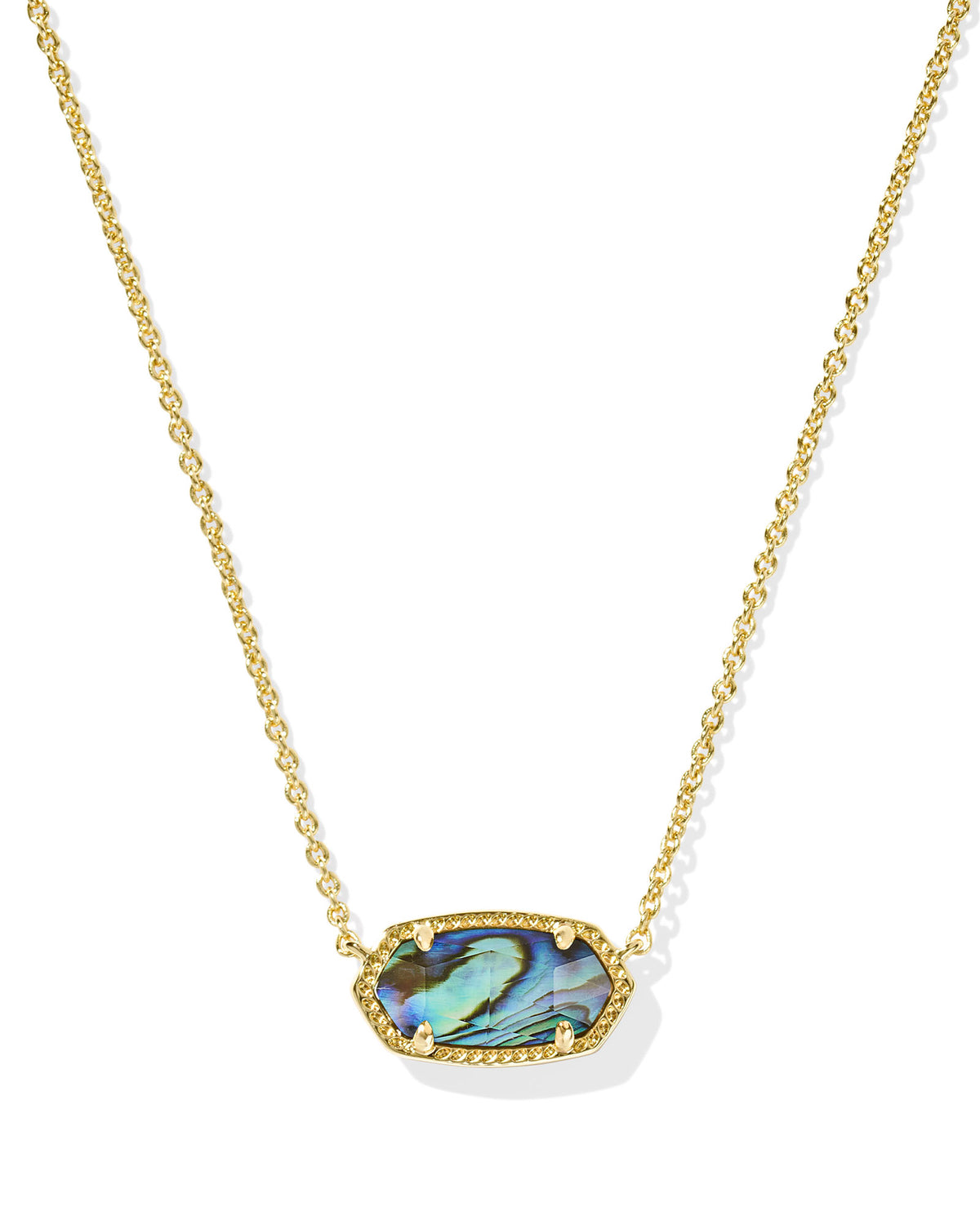 Kendra Scott gold pendant necklace with abalone stone
