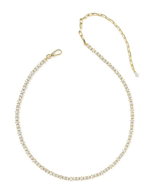 KENDRA SCOTT Fate Gold Tennis Necklace in White Cz
